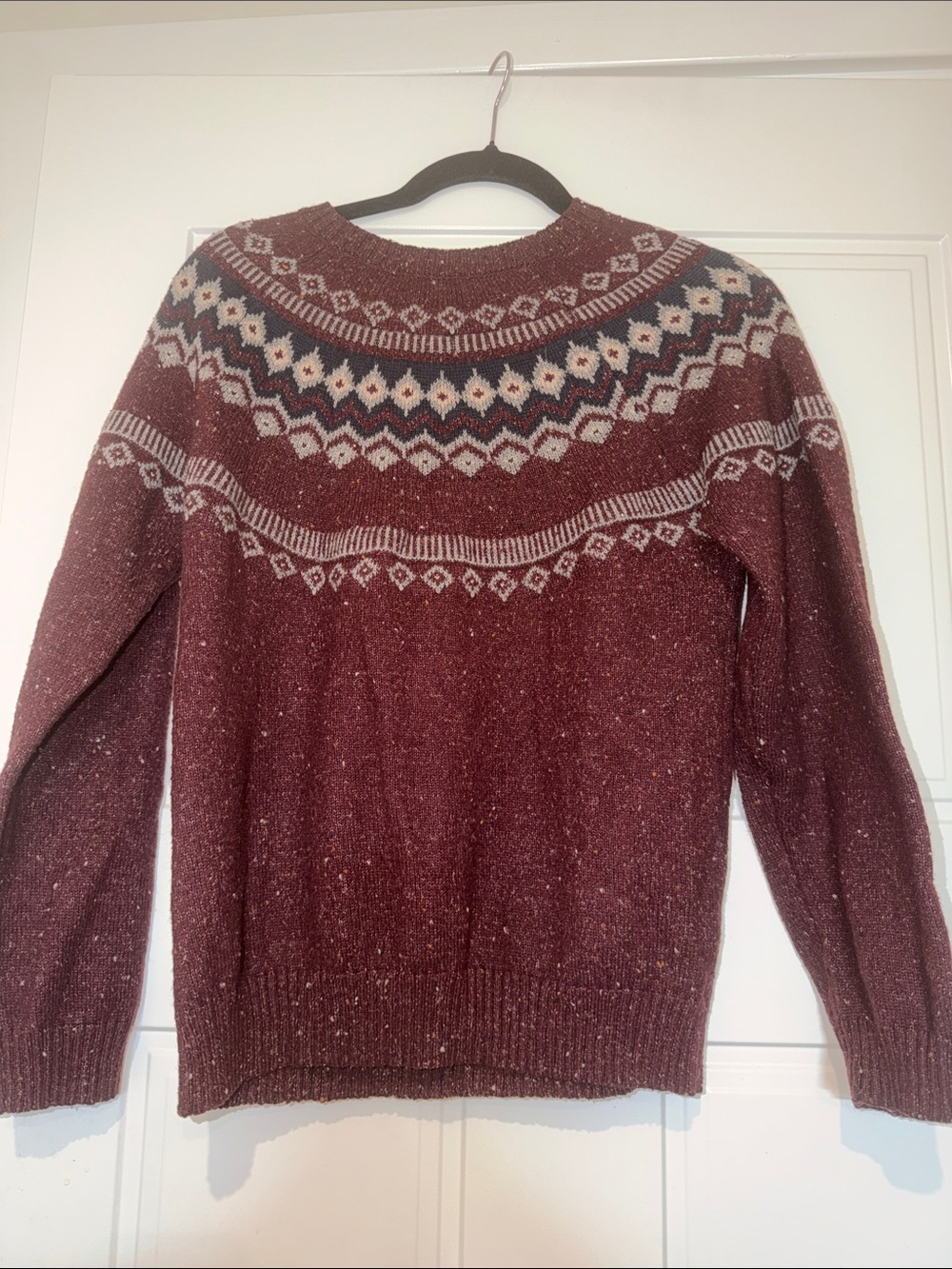 Weatherproof Vintage Women's Size M Fair Isle Pullover Sweater Maroon Speckled